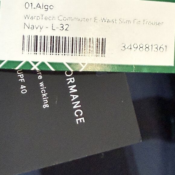 01.Algo WarpTech Performance Commuter Pants NWT Navy Blue - Men's L - 36W x 31L - Picture 6 of 10